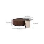 Table basse ronde moderne et élégante en bois marron avec tiroir
