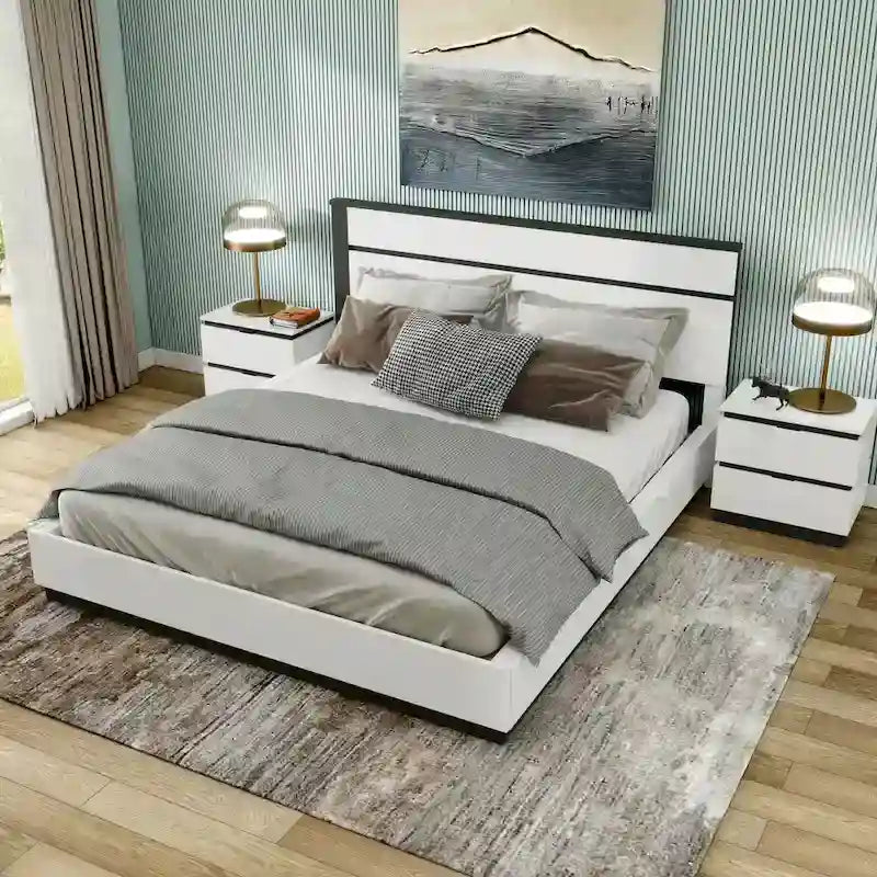Ensemble de chambre à coucher 3 pièces Conjira en bois blanc moderne (USB) par Furniture of America