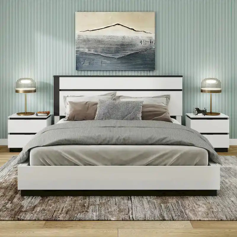 Ensemble de chambre à coucher 3 pièces Conjira en bois blanc moderne (USB) par Furniture of America