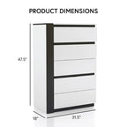 Ensemble de chambre à coucher moderne Conjira en bois blanc, 6 pièces, plateforme (USB) par Furniture of America