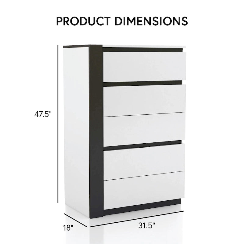 Ensemble de chambre à coucher moderne Conjira en bois blanc, 6 pièces, plateforme (USB) par Furniture of America