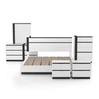Ensemble de chambre à coucher moderne Conjira en bois blanc, 6 pièces, plateforme (USB) par Furniture of America