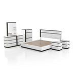 Ensemble de chambre à coucher moderne Conjira en bois blanc, 6 pièces, plateforme (USB) par Furniture of America