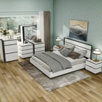 Ensemble de chambre à coucher moderne Conjira en bois blanc, 6 pièces, plateforme (USB) par Furniture of America