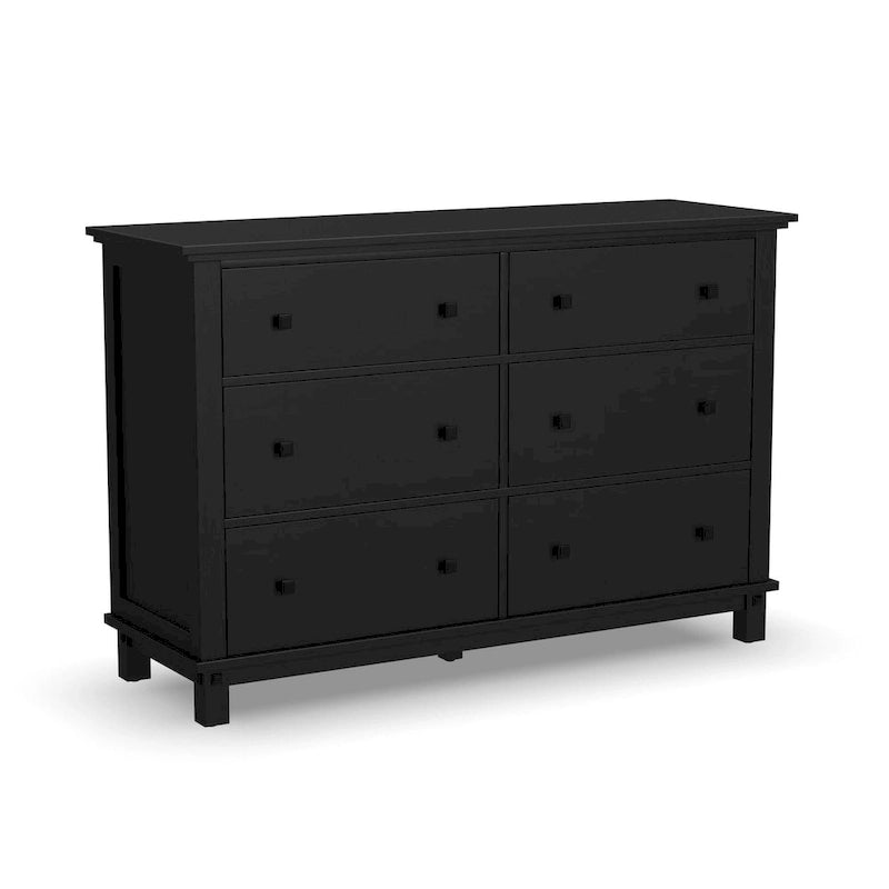 Ensemble de lit king en bois noir Oak Park 4 pièces Homestyles, comprenant un lit, deux tables de chevet et une commode.