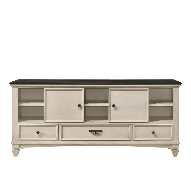 Ensemble de chambre à coucher Roseanne 6 pièces, panneaux crème et marron