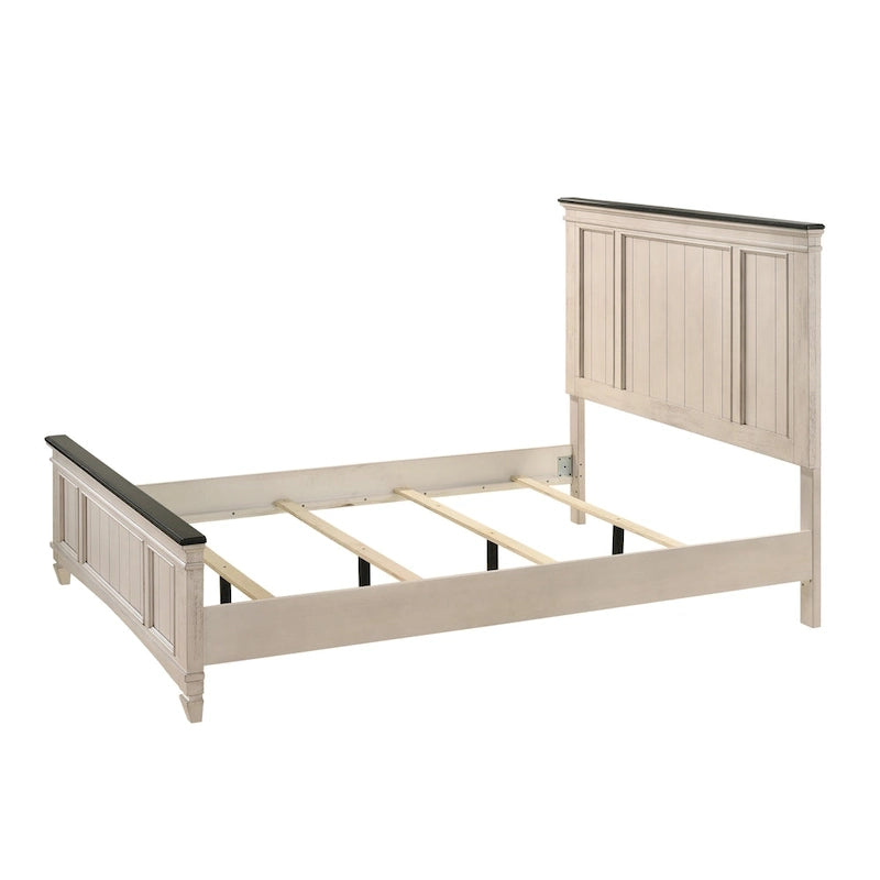 Ensemble de chambre à coucher Roseanne 6 pièces, panneaux crème et marron
