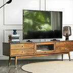 Mobile TV Portaoggetti con Gestione Cavi in Legno Marrone Nordico da 71