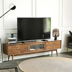 Mobile TV Portaoggetti con Gestione Cavi in Legno Marrone Nordico da 71