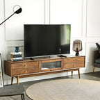 Mobile TV Portaoggetti con Gestione Cavi in Legno Marrone Nordico da 71