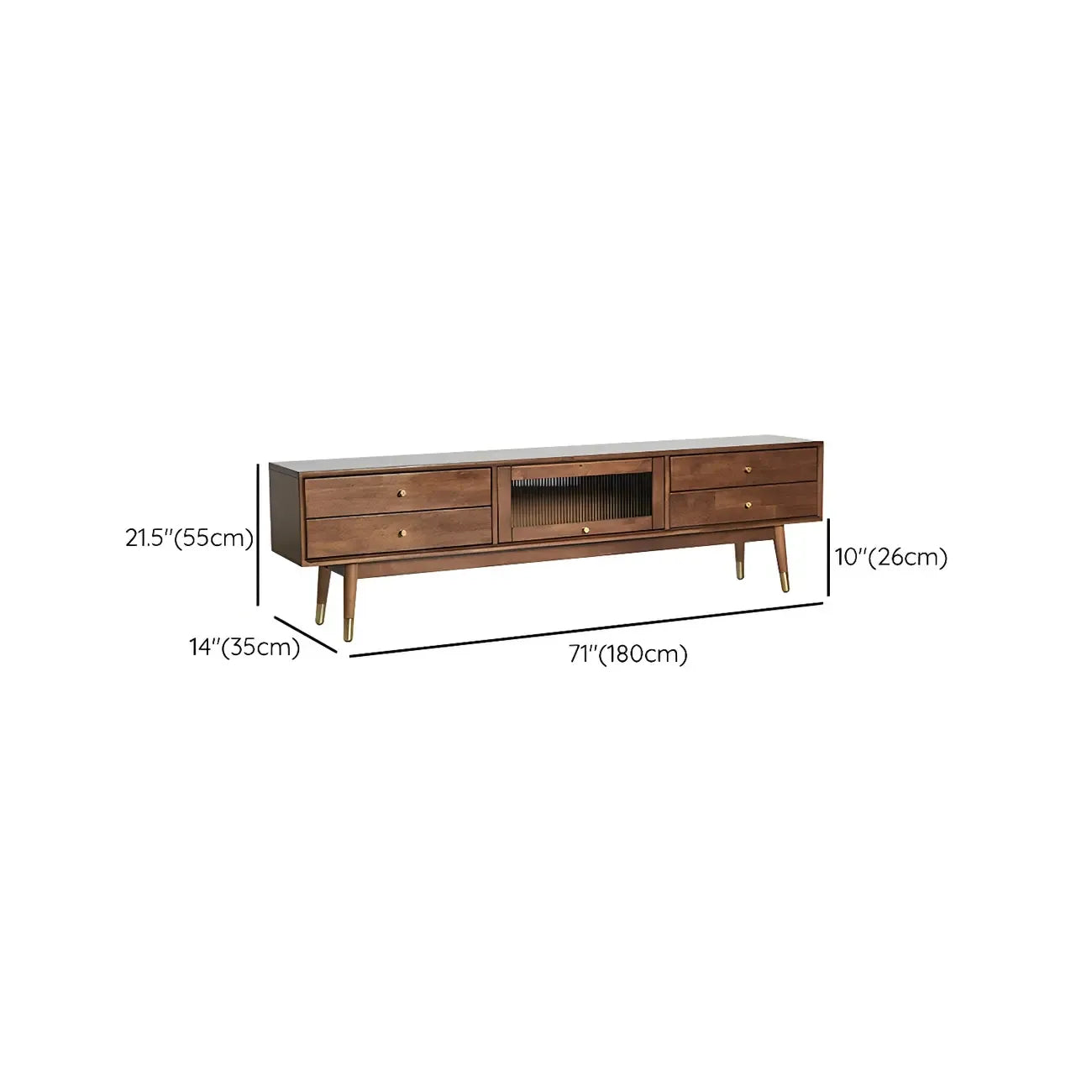 Mobile TV Portaoggetti con Gestione Cavi in Legno Marrone Nordico da 71