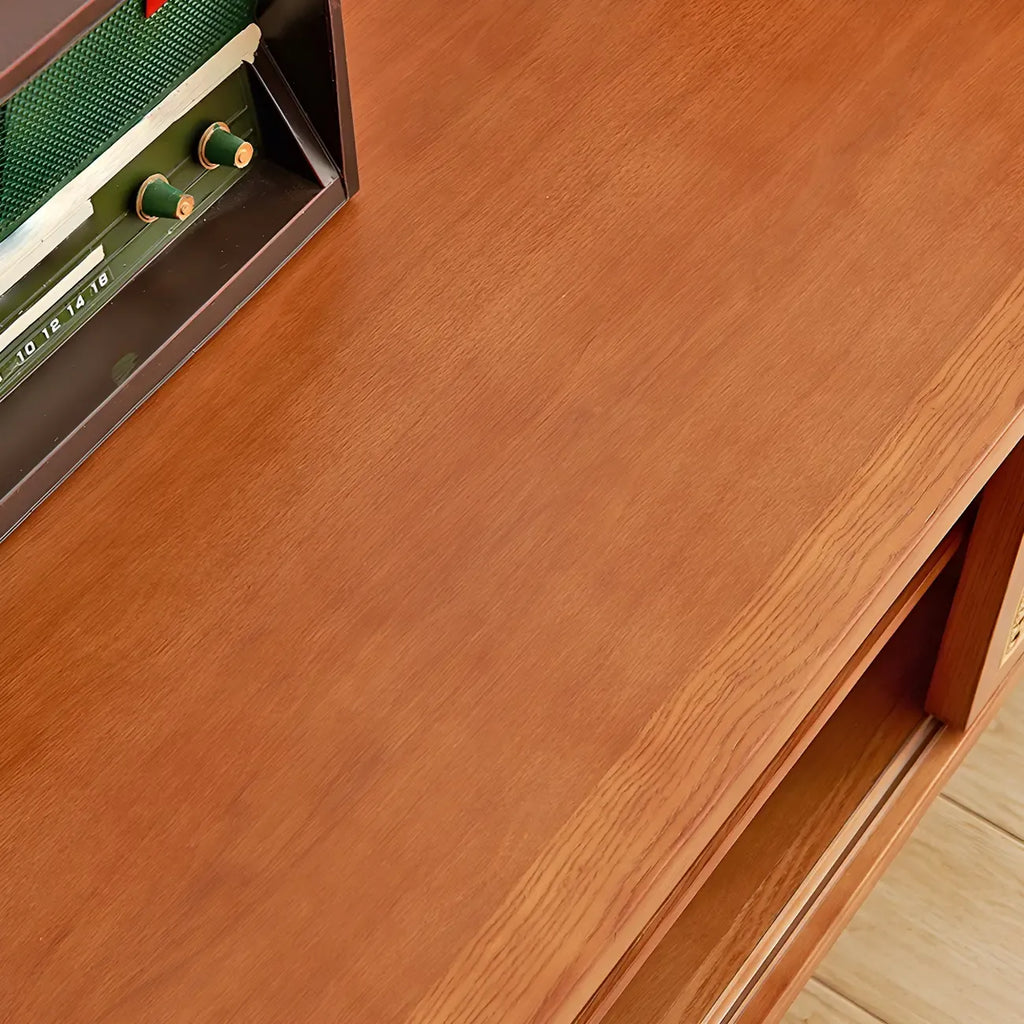 Mobile TV con vano a giorno e ante in rattan, in legno naturale da 200 cm