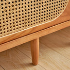 Mobile TV con vano a giorno e ante in rattan, in legno naturale da 200 cm