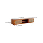 Mobile TV con vano a giorno e ante in rattan, in legno naturale da 200 cm