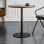 Tables de bar modernes à pied central en bois brun et métal noir
