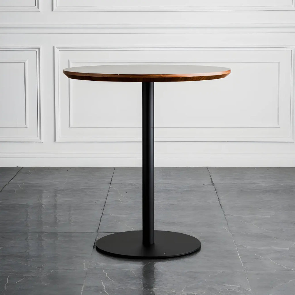 Tables de bar modernes à pied central en bois brun et métal noir