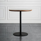 Tables de bar modernes à pied central en bois brun et métal noir