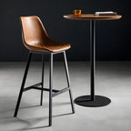 Tables de bar modernes à pied central en bois brun et métal noir