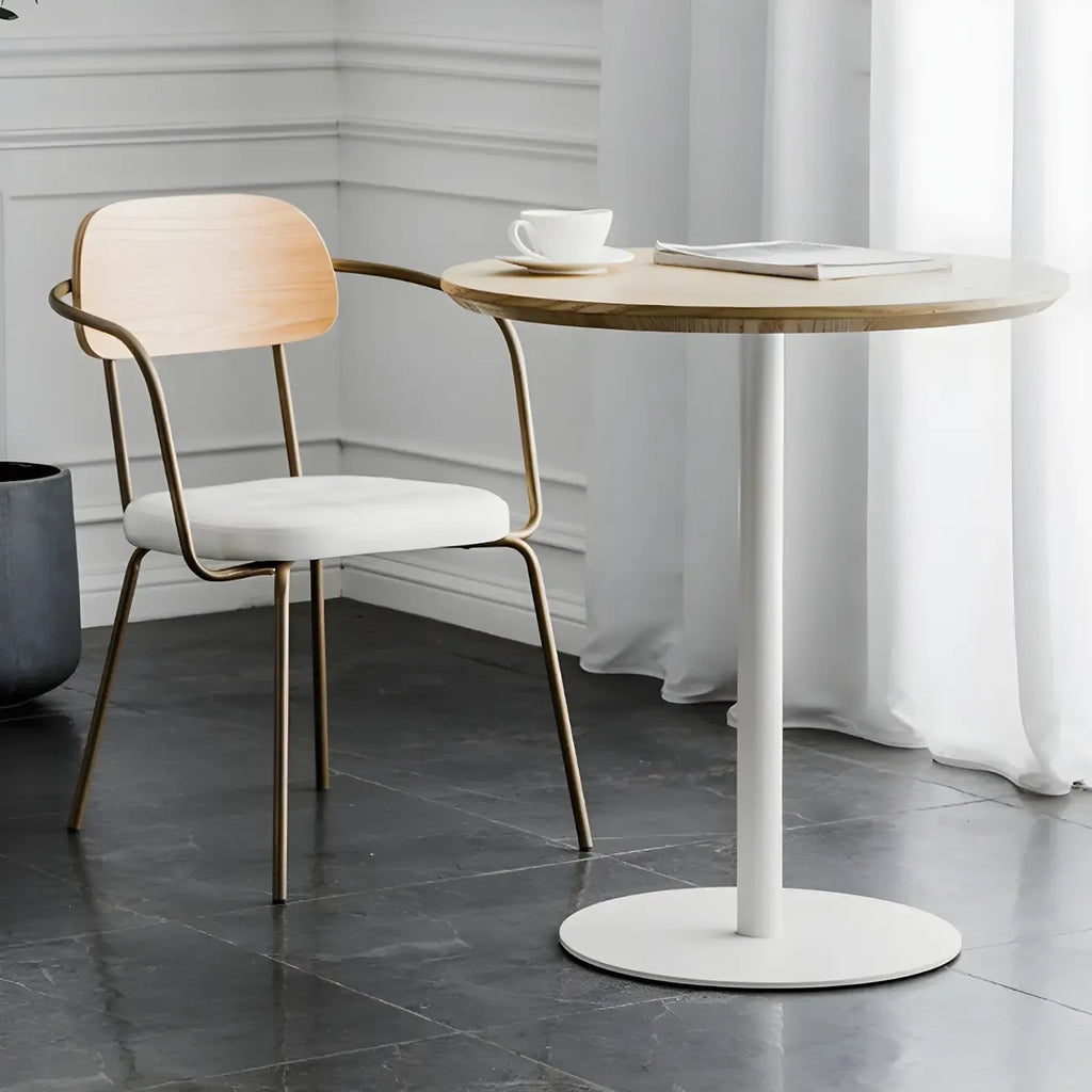 Tables de bar modernes à pied central en bois brun et métal noir
