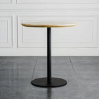 Tables de bar modernes à pied central en bois brun et métal noir