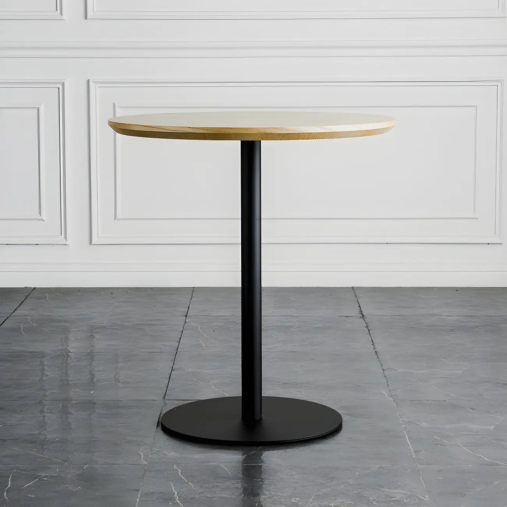 Tables de bar modernes à pied central en bois brun et métal noir