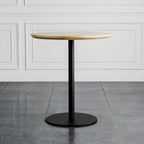 Tables de bar modernes à pied central en bois brun et métal noir