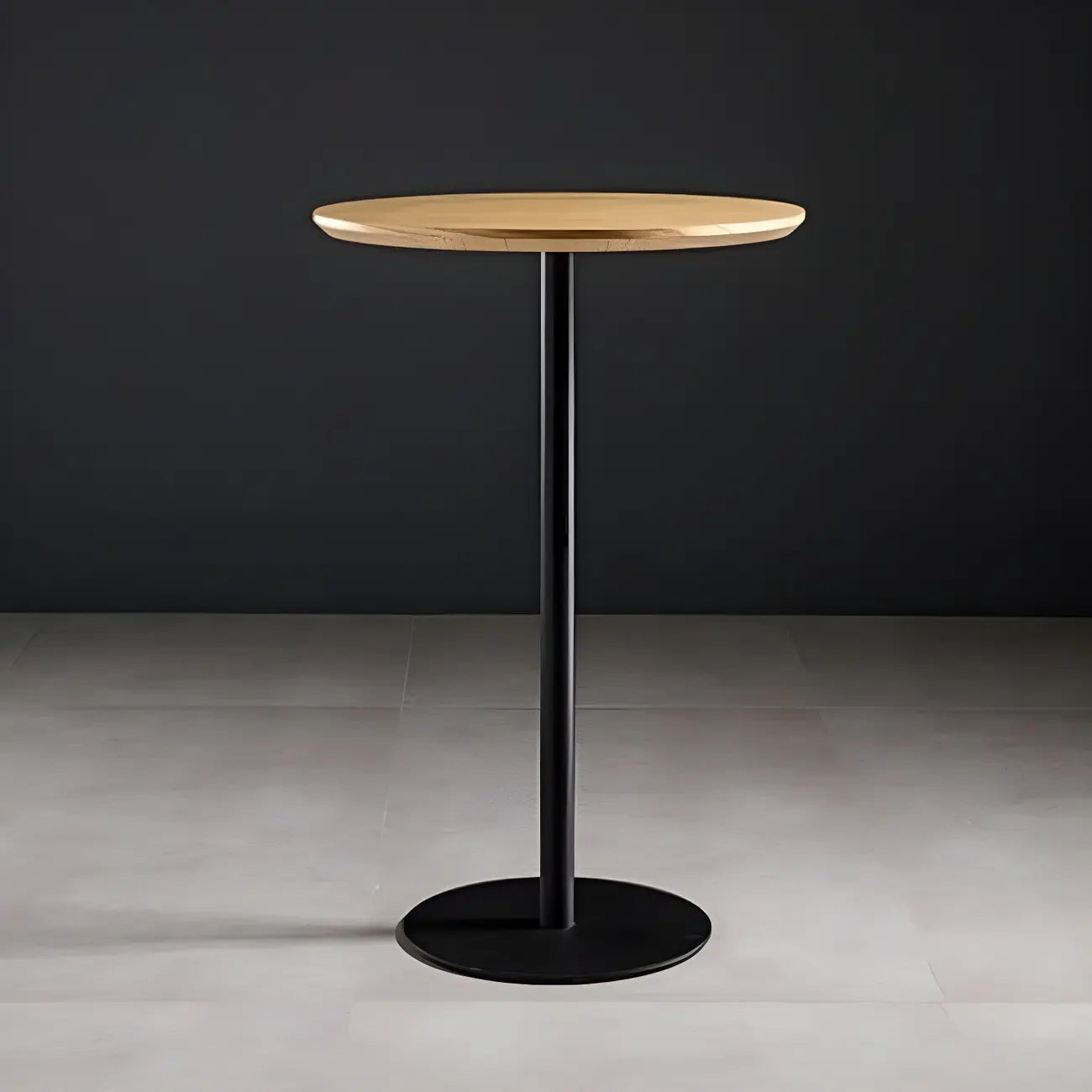 Tables de bar modernes à pied central en bois brun et métal noir