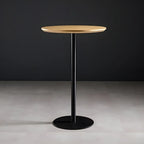 Tables de bar modernes à pied central en bois brun et métal noir