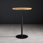Tables de bar modernes à pied central en bois brun et métal noir