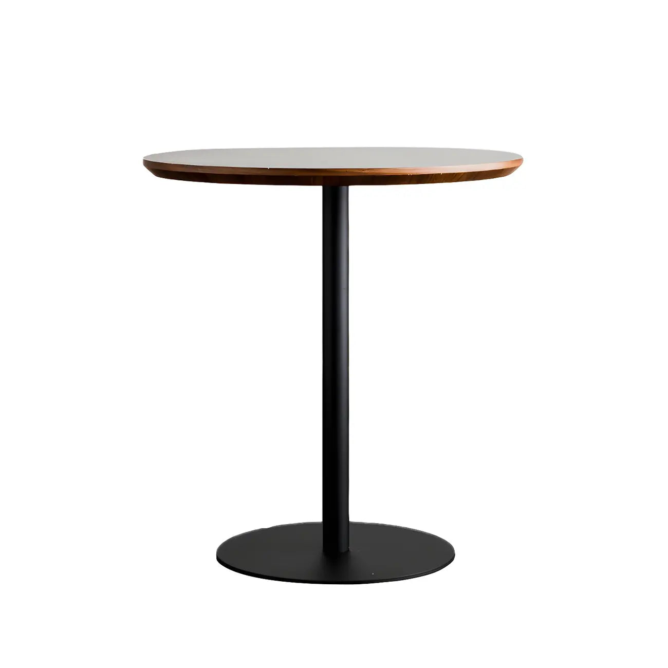 Tables de bar modernes à pied central en bois brun et métal noir