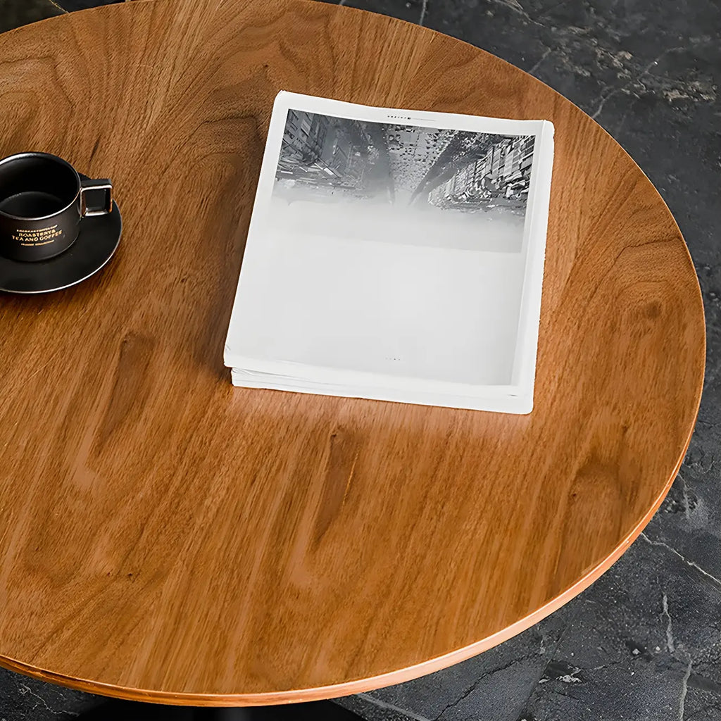 Tables de bar modernes à pied central en bois brun et métal noir