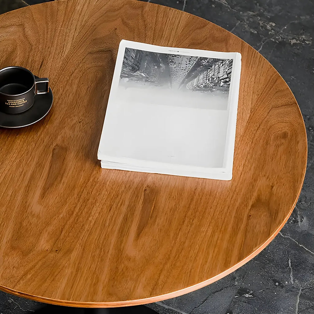 Tables de bar modernes à pied central en bois brun et métal noir