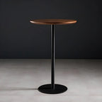 Tables de bar modernes à pied central en bois brun et métal noir