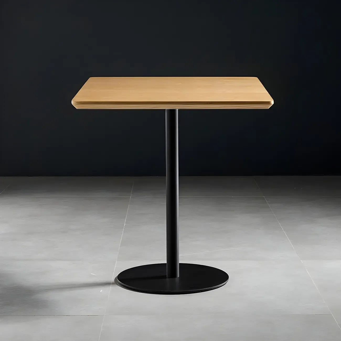 Tables de bar modernes à pied central en bois brun et métal noir
