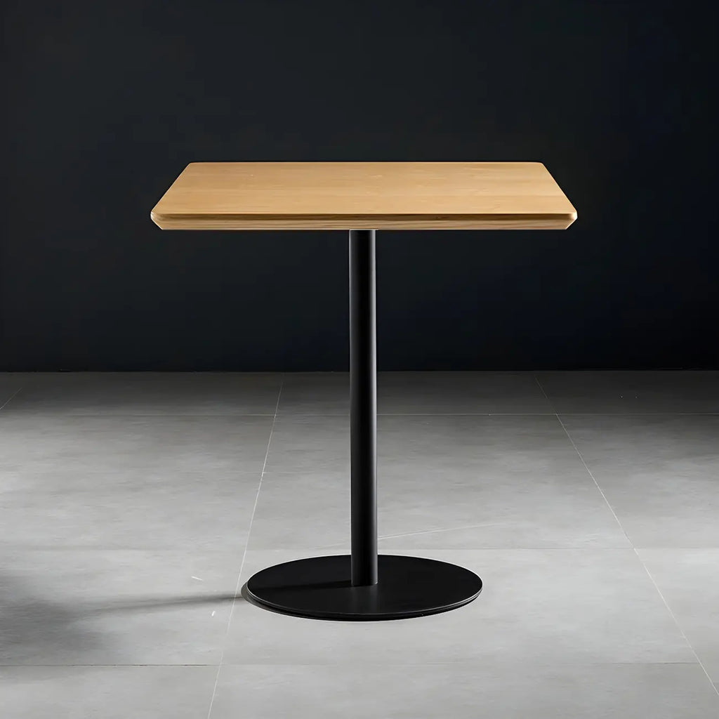 Tables de bar modernes à pied central en bois brun et métal noir
