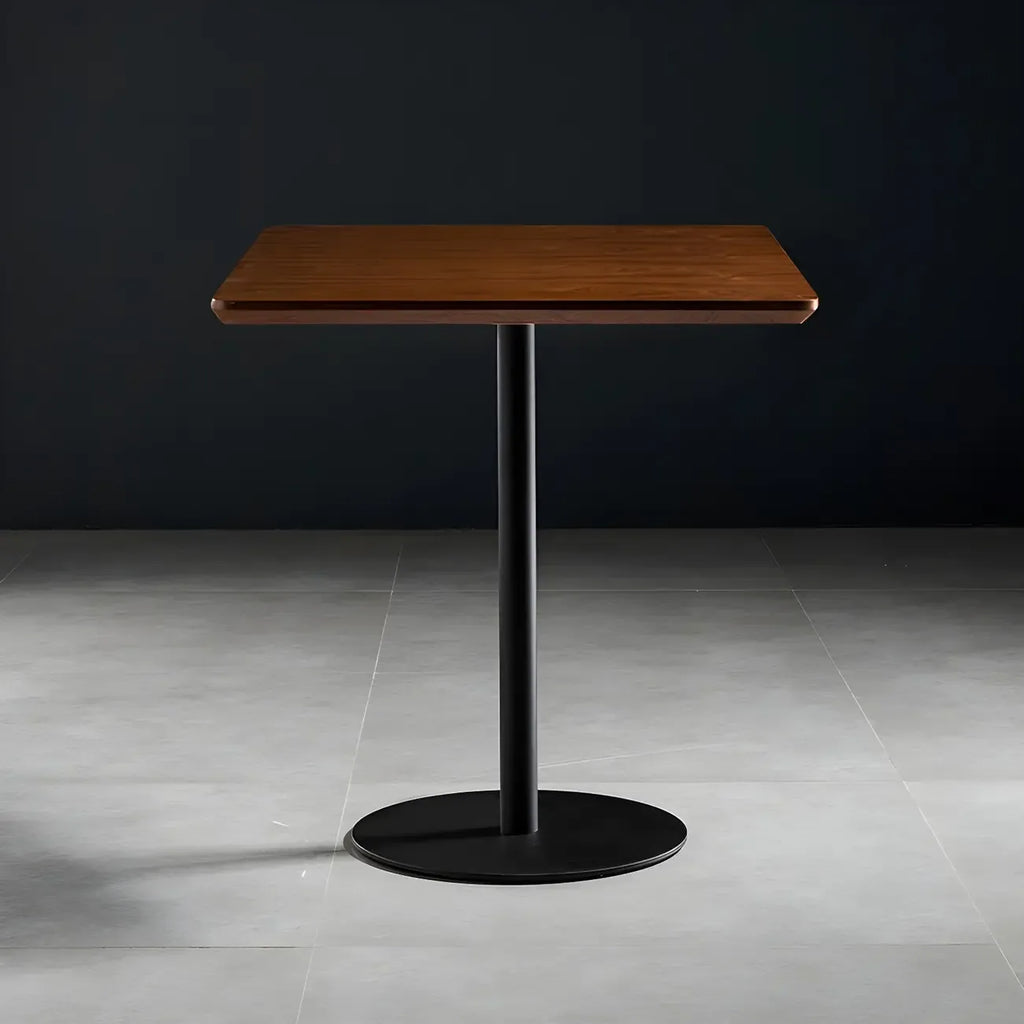 Tables de bar modernes à pied central en bois brun et métal noir