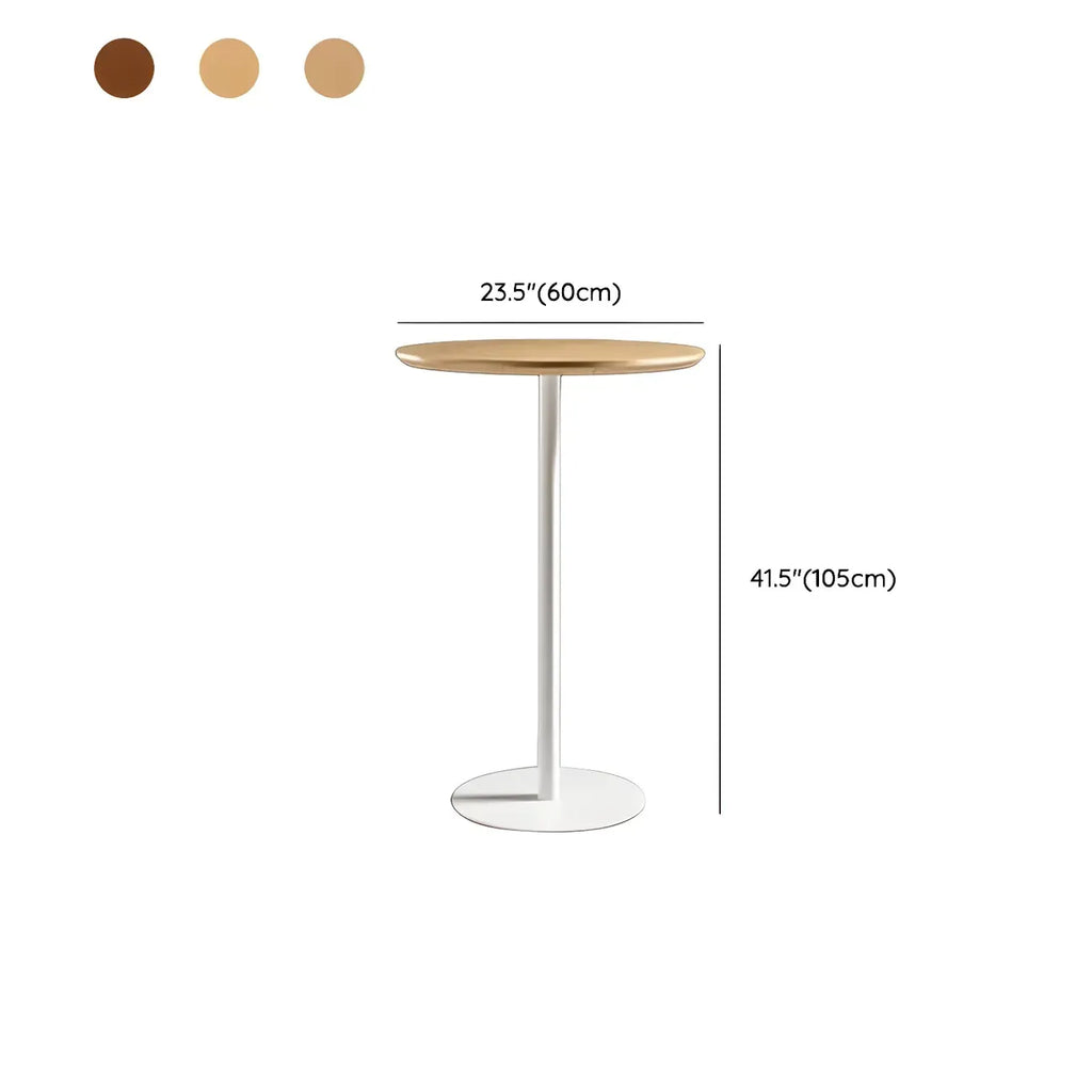 Tables de bar modernes à pied central en bois brun et métal noir