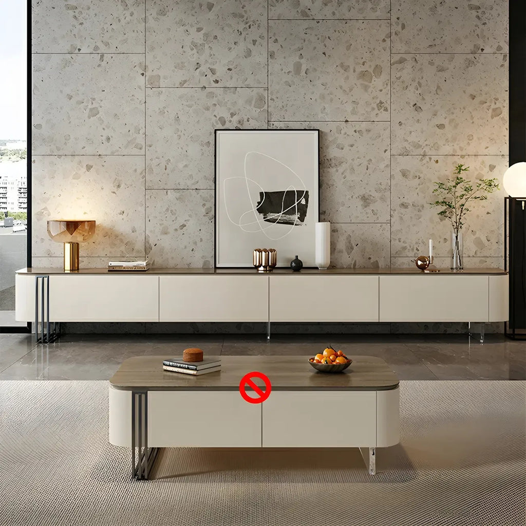 Mobile porta TV lungo 71" in legno bianco moderno con 4 cassetti contenitore