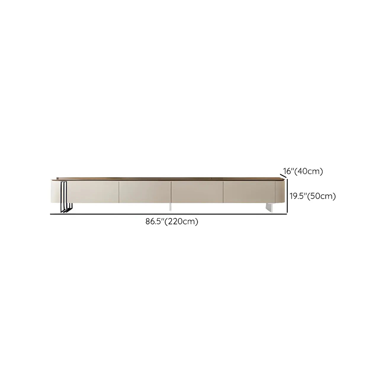 Mobile porta TV lungo 71" in legno bianco moderno con 4 cassetti contenitore