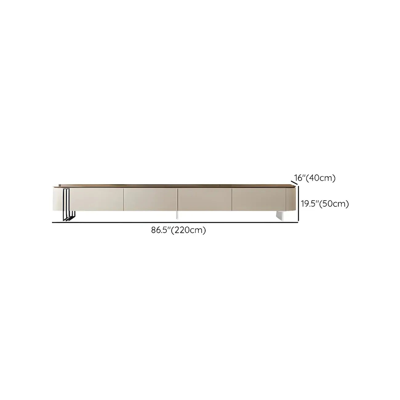 Mobile porta TV lungo 71" in legno bianco moderno con 4 cassetti contenitore