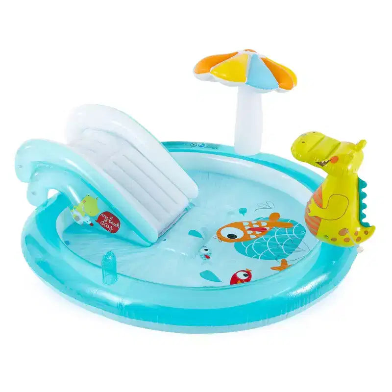 Piscine gonflable pour enfants Intex Gator, 2 m x 1,7 m x 10 cm, centre de jeu aquatique extérieur avec toboggan, pour les tout-petits de 2 ans et plus (lot de 3)