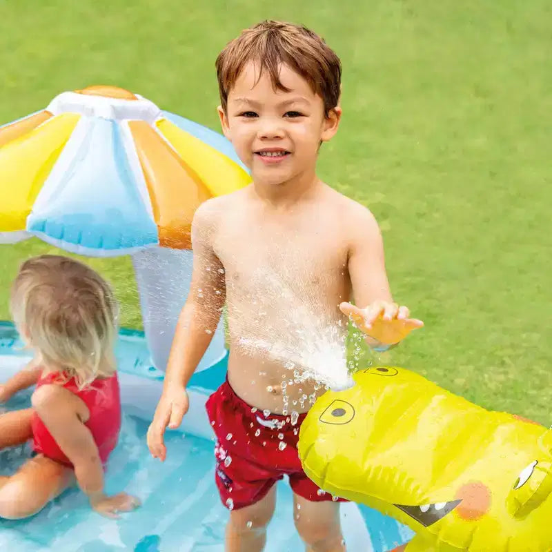 Piscine gonflable pour enfants Intex Gator, 2 m x 1,7 m x 10 cm, centre de jeu aquatique extérieur avec toboggan, pour les tout-petits de 2 ans et plus (lot de 3)