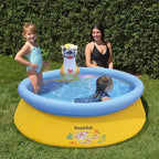 JLeisure Sun Club Piscine gonflable d'extérieur pour 2 personnes de 1,5 m avec pulvérisateur de loutre de mer 3D, lot de 6, jaune/bleu