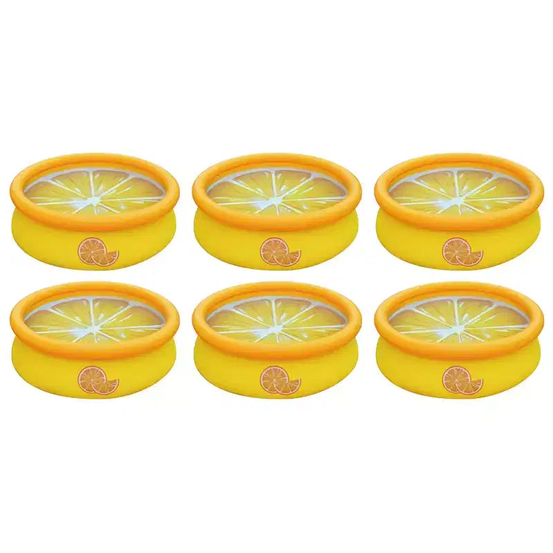 JLeisure Sun Club 3D Orange 5 Foot Round Easy to Set Up Above Ground Inflatable Kiddie Swimming Pool with Built in Drain Plug, 6 Pack, Orange