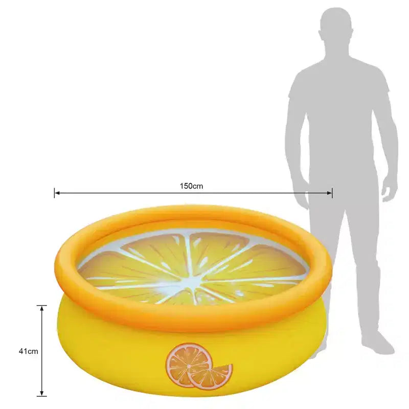 JLeisure Sun Club Piscine gonflable ronde 3D orange de 1,5 m de diamètre, facile à installer, hors sol, pour enfants, avec bouchon de vidange intégré, lot de 6, orange
