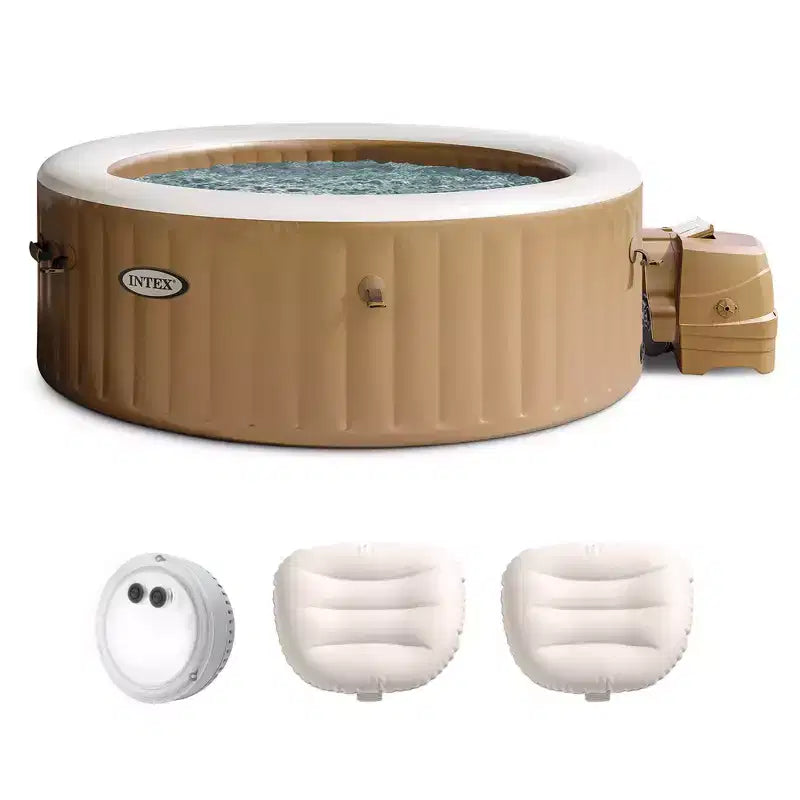 Intex PureSpa 4 Person Inflatable Spa, Multicolor Light, and Headrest (2 Pack)