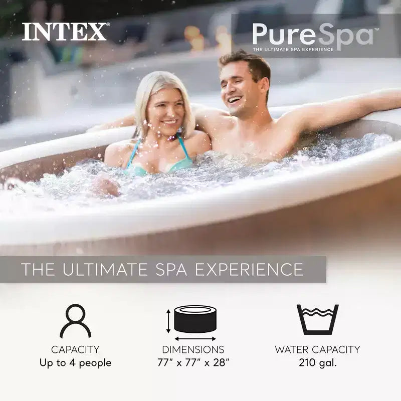 Spa gonflable Intex PureSpa 4 personnes, lumière multicolore et appui-tête (lot de 2)