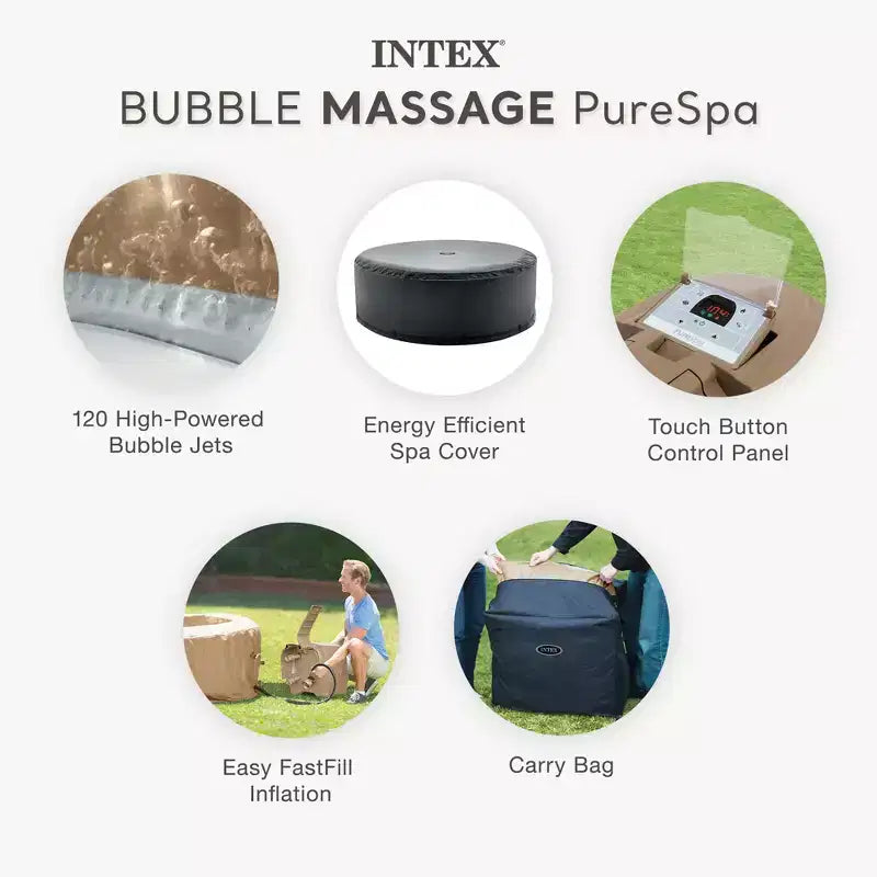 Spa gonflable Intex PureSpa 4 personnes, lumière multicolore et appui-tête (lot de 2)