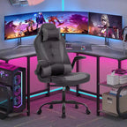 FDW Fauteuil de bureau de jeu Chaise de bureau avec support lombaire Accoudoirs relevables Appuie-tête