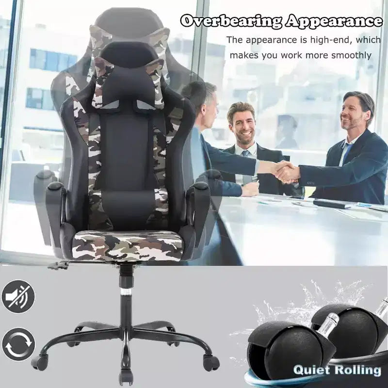FDW Chaise de Bureau Chaise Gaming Chaise de Bureau Fauteuil de Direction avec Support Lombaire Tabouret Réglable Chaise d'Ordinateur Pivotante à Roulettes
